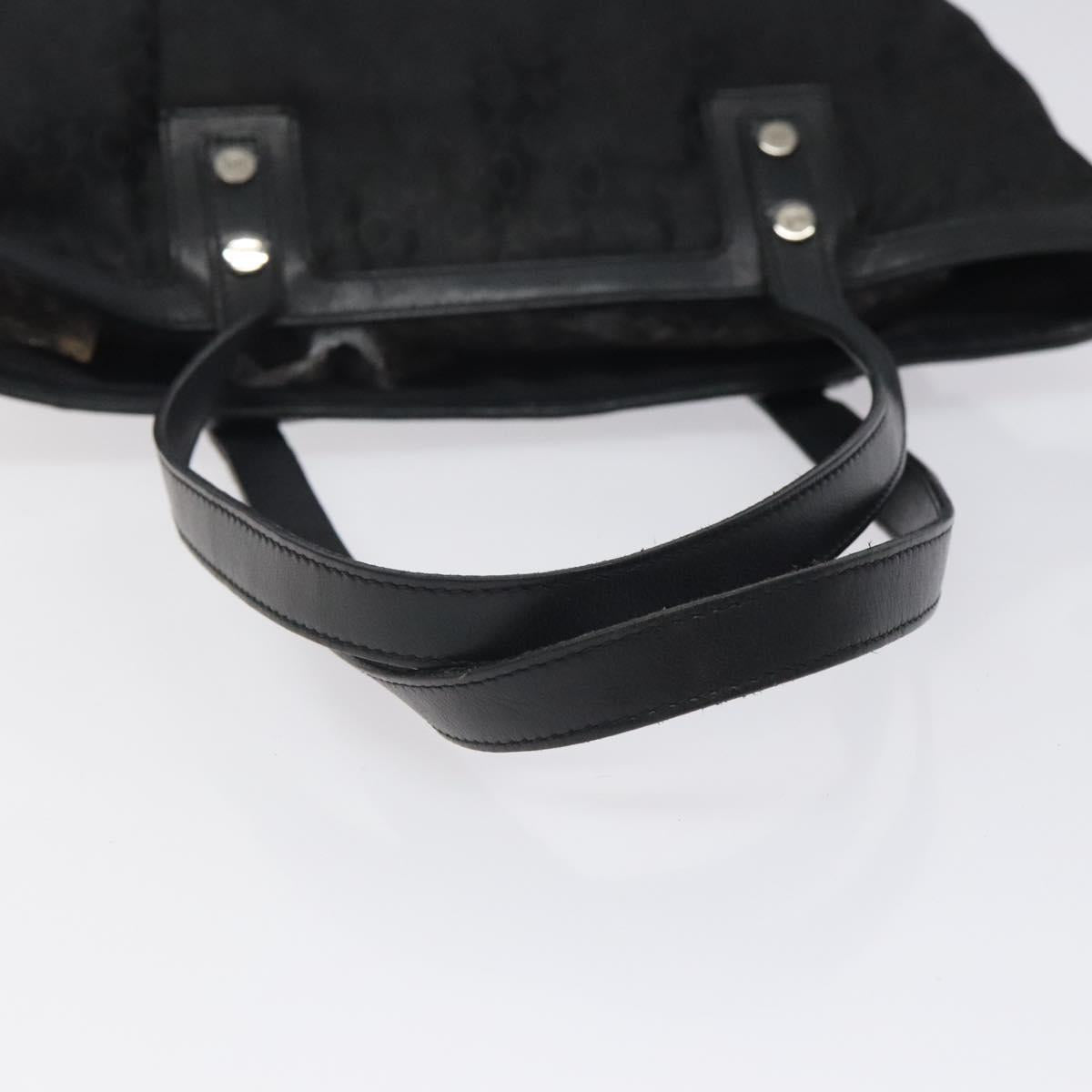 CELINE C Macadam Canvas Tote Bag Nylon Black Silver Auth bs25399