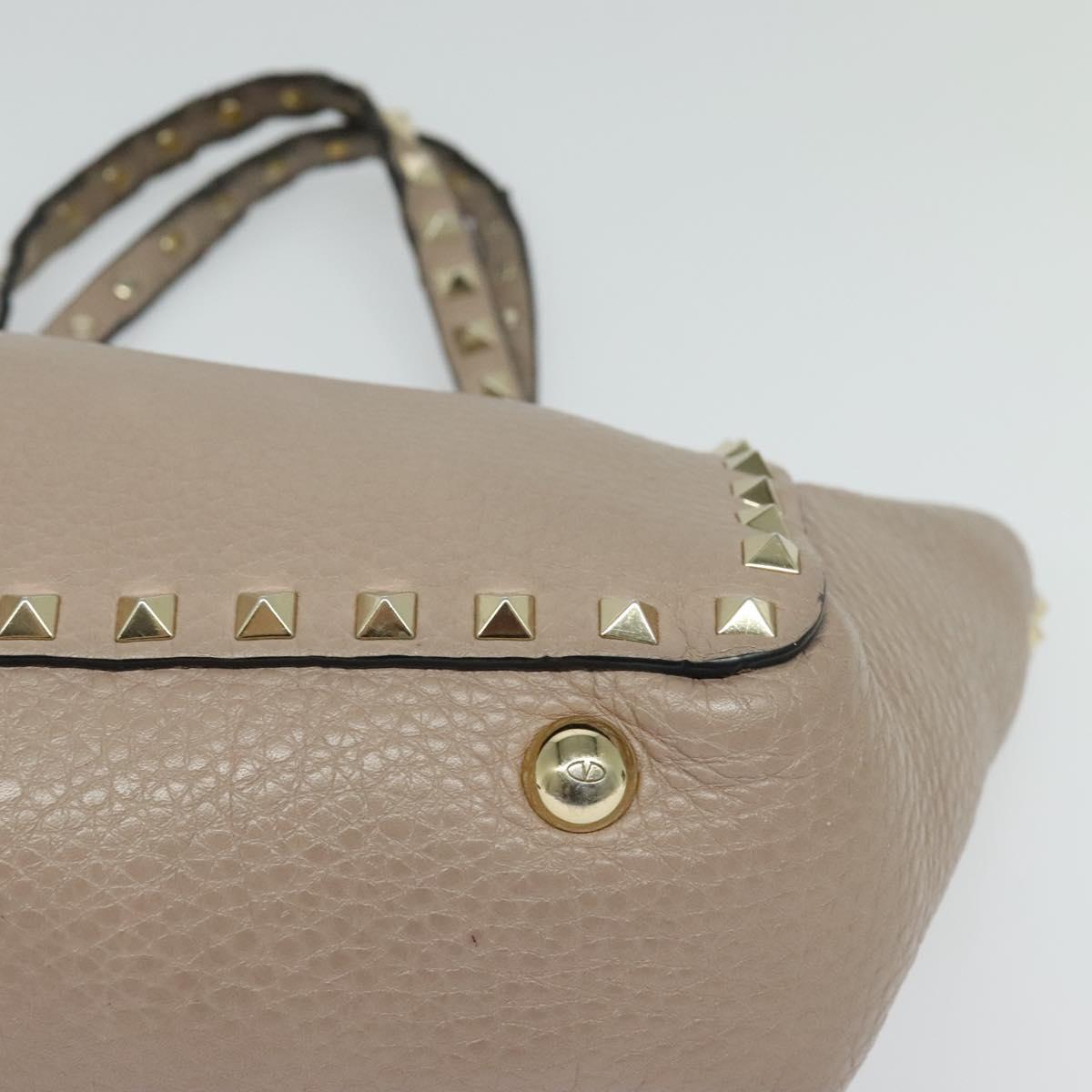 VALENTINO Studs Hand Bag Leather 2way Pink Auth bs25402