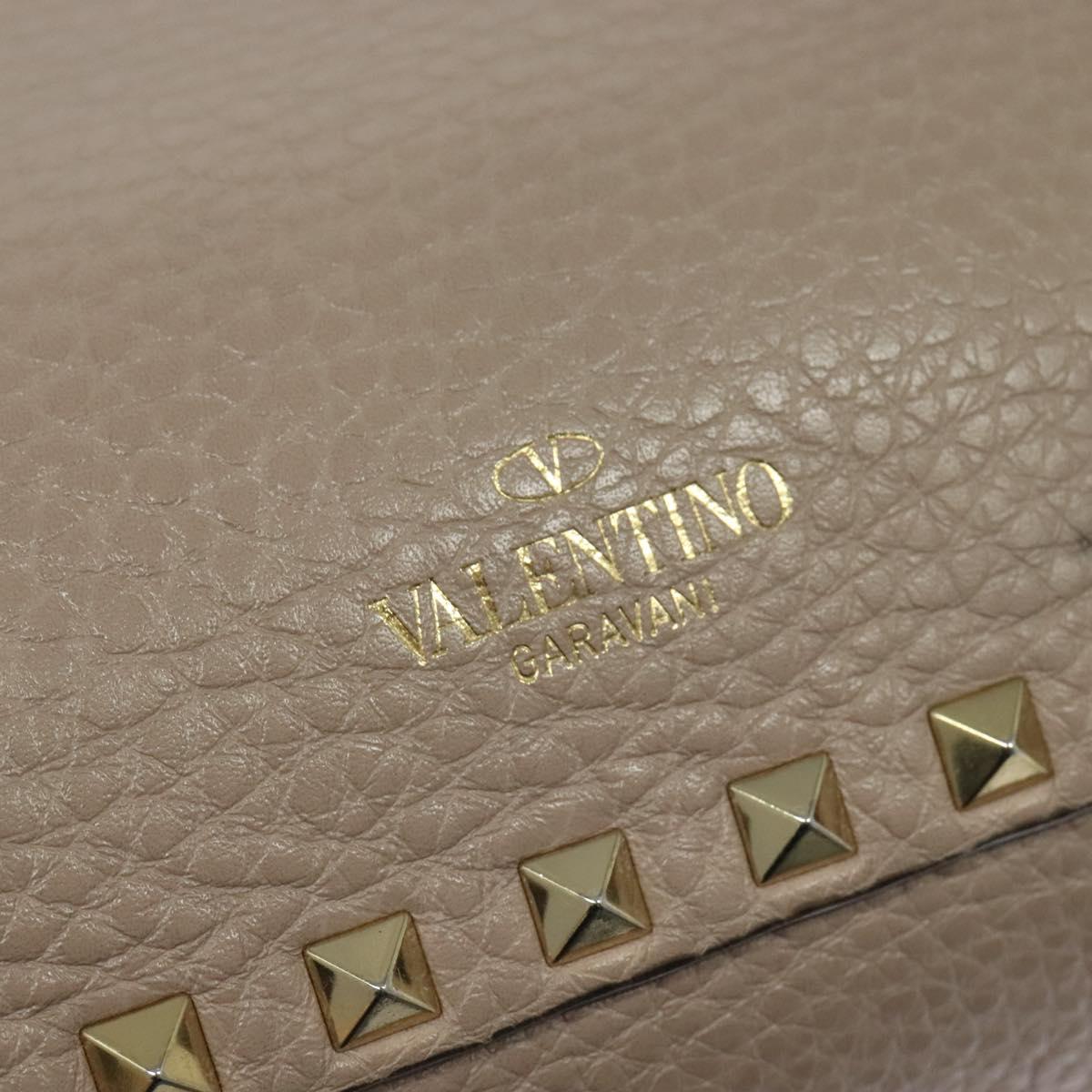 VALENTINO Studs Hand Bag Leather 2way Pink Auth bs25402