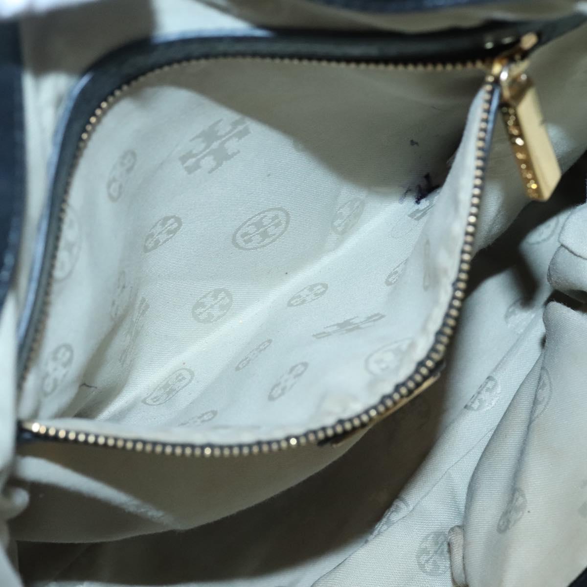 TORY BURCH Tote Bag Leather Black Gold Auth bs25404