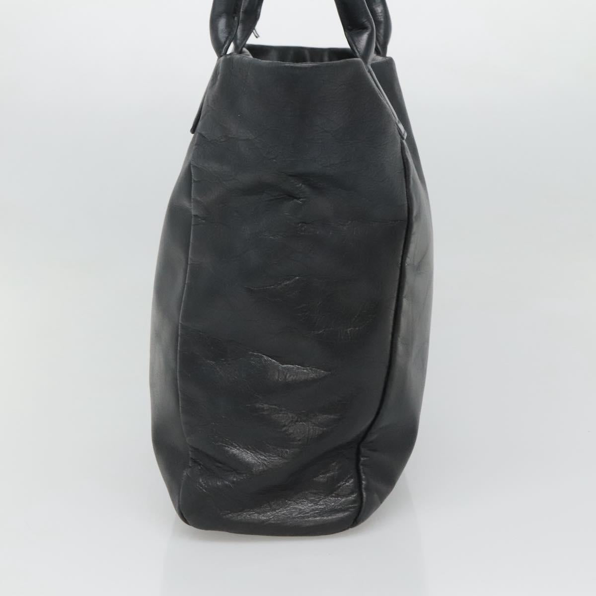 TORY BURCH Tote Bag Leather Black Gold Auth bs25404