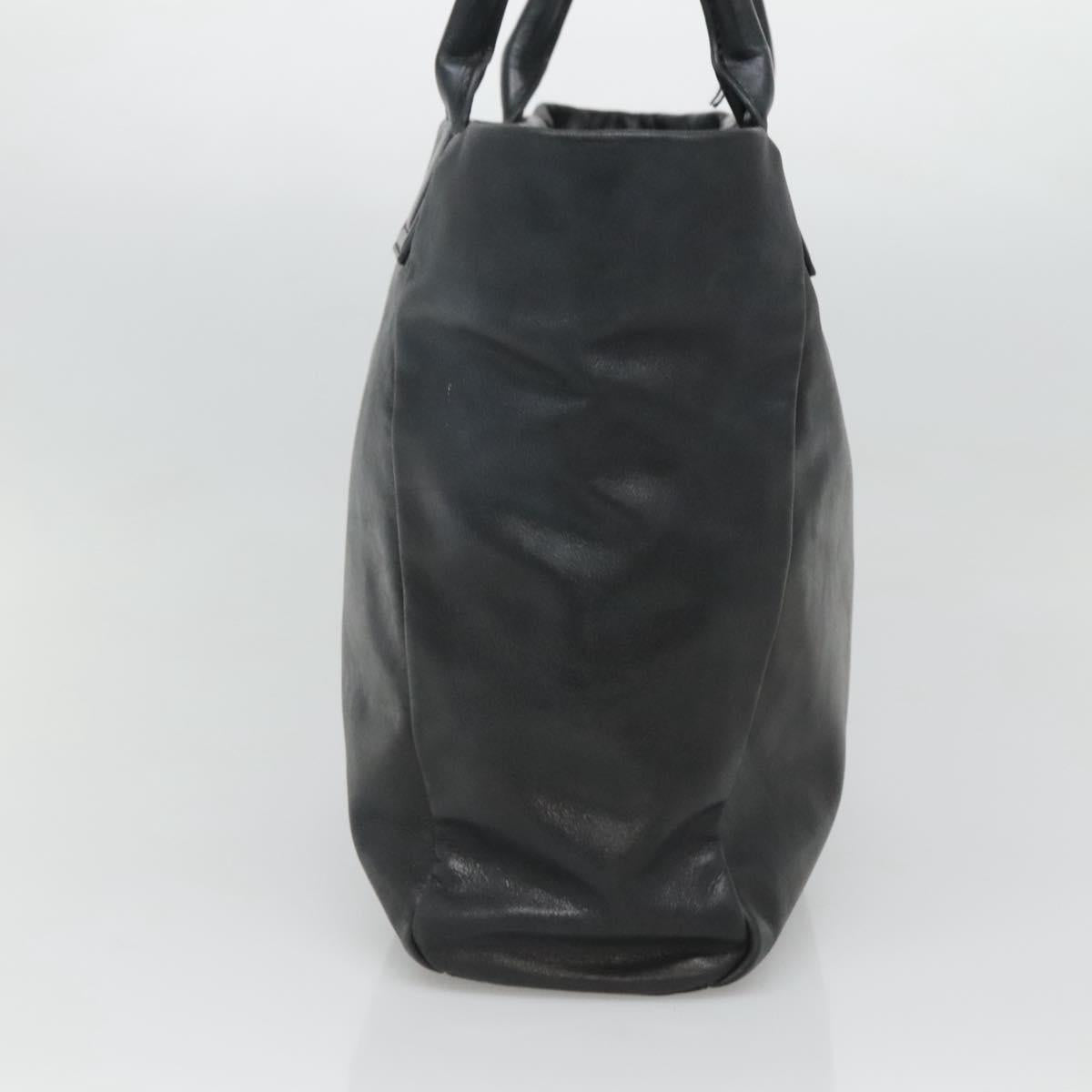 TORY BURCH Tote Bag Leather Black Gold Auth bs25404