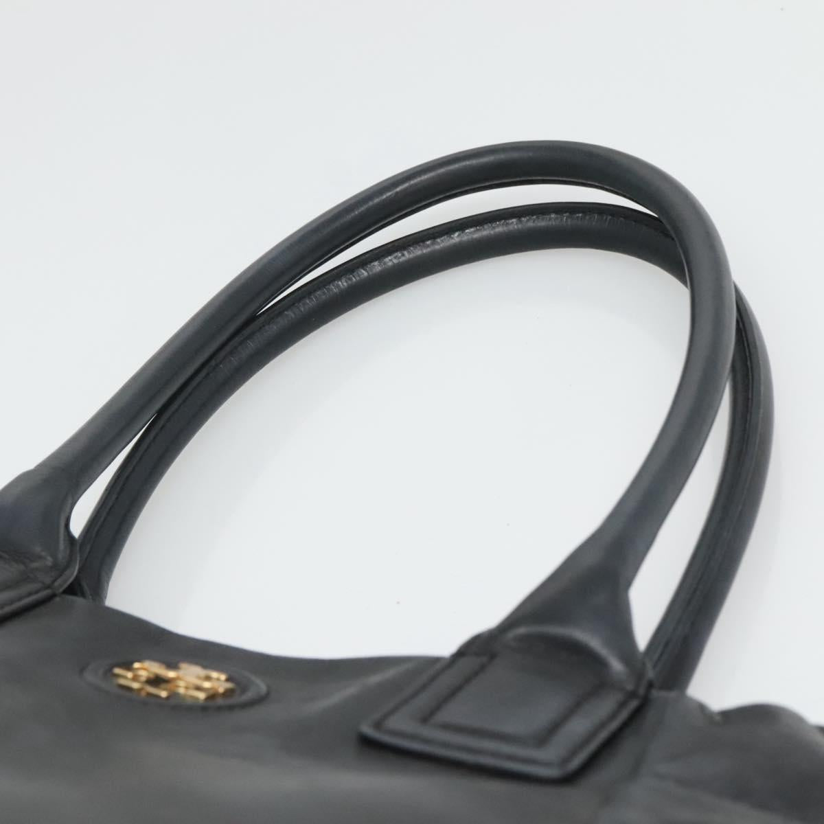 TORY BURCH Tote Bag Leather Black Gold Auth bs25404