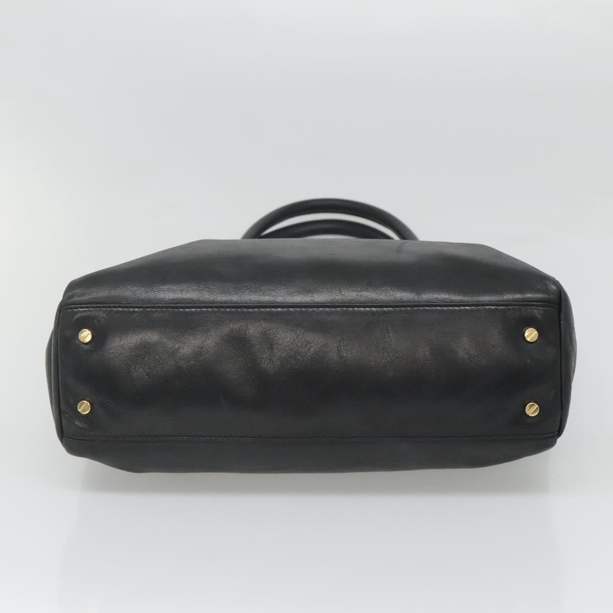 TORY BURCH Tote Bag Leather Black Gold Auth bs25404