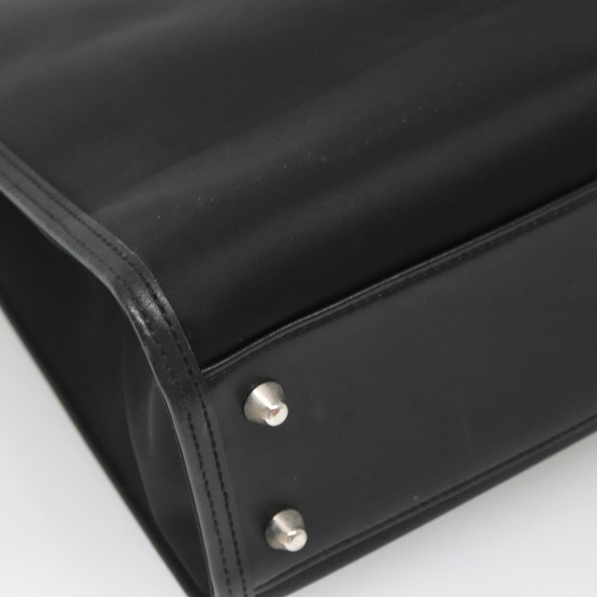 BURBERRY Hand Bag Nylon Black Silver Auth bs25429