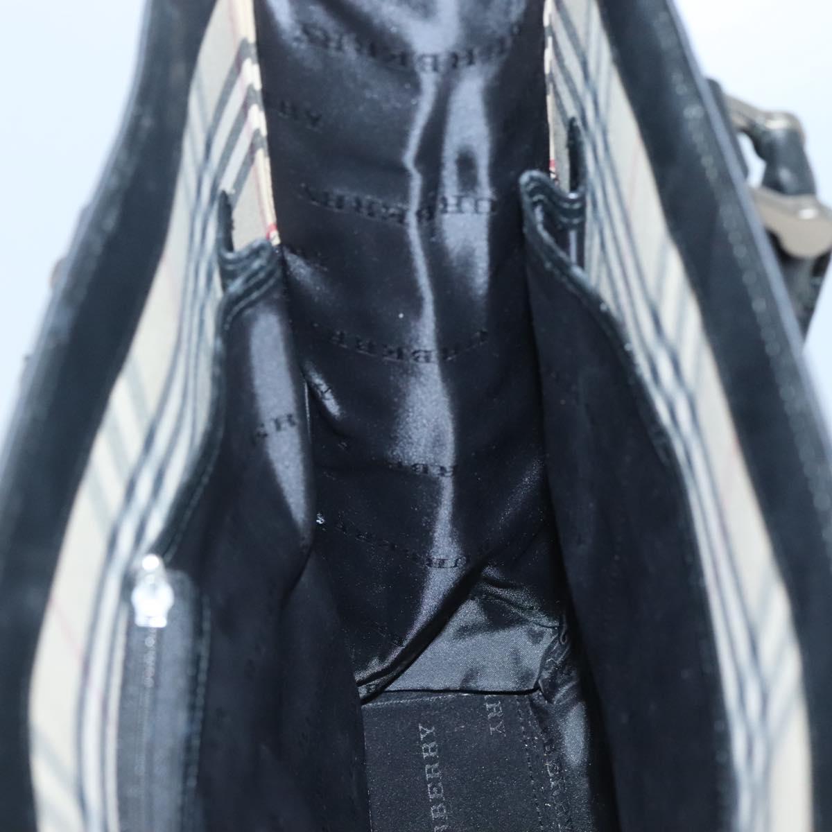 BURBERRY Hand Bag Nylon Black Silver Auth bs25429