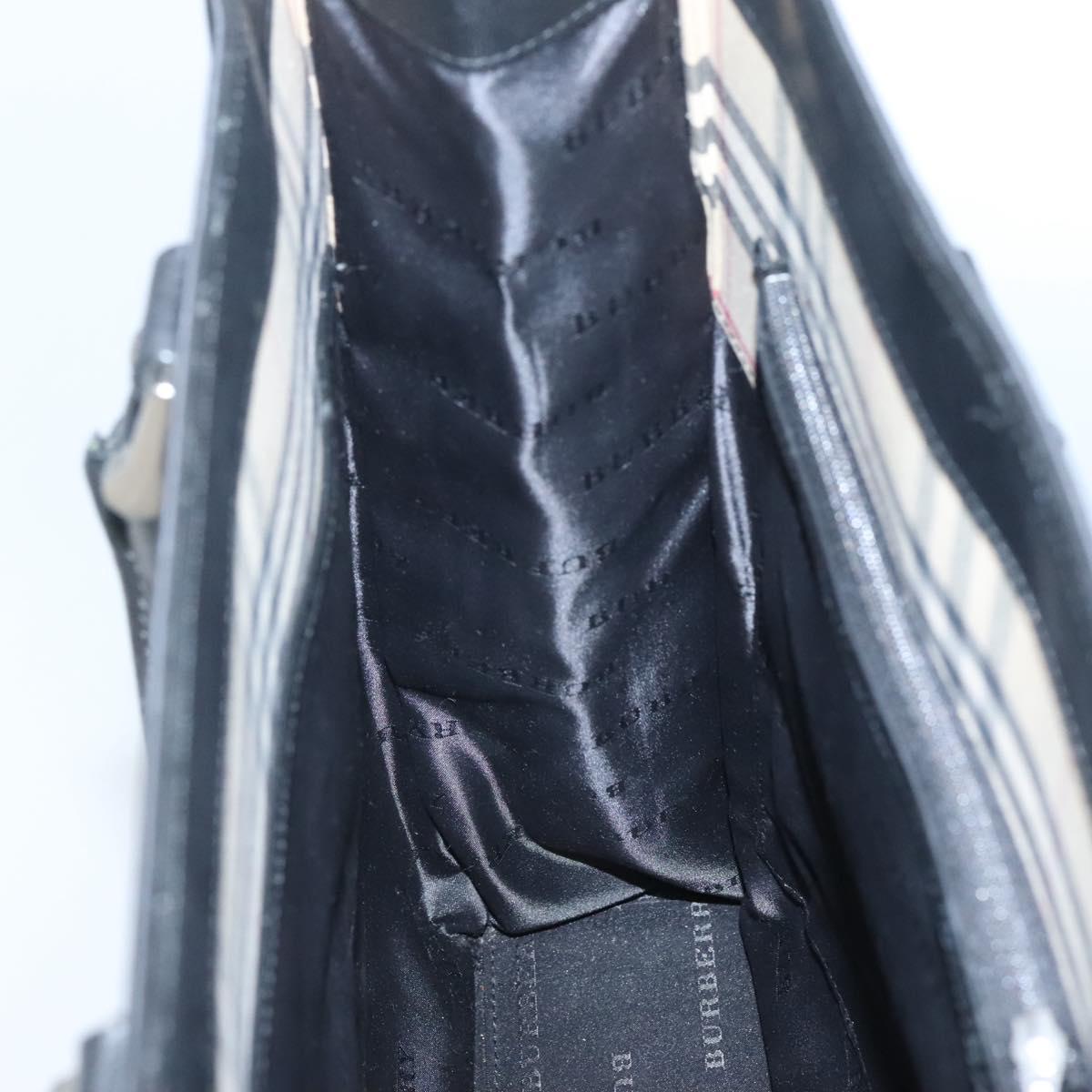 BURBERRY Hand Bag Nylon Black Silver Auth bs25429