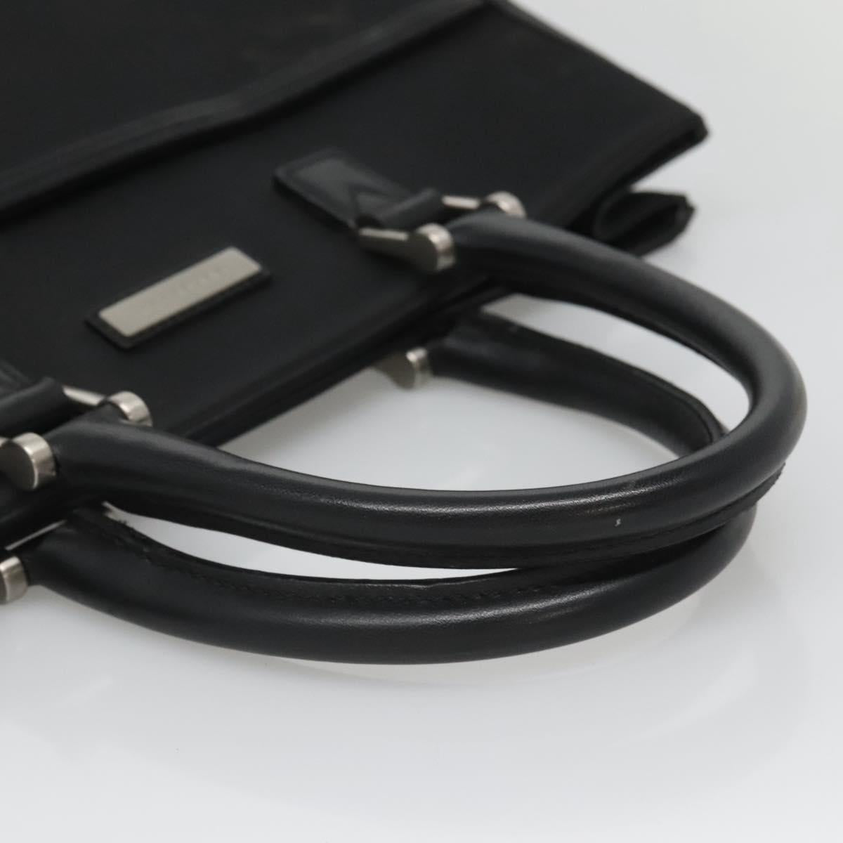 BURBERRY Hand Bag Nylon Black Silver Auth bs25429