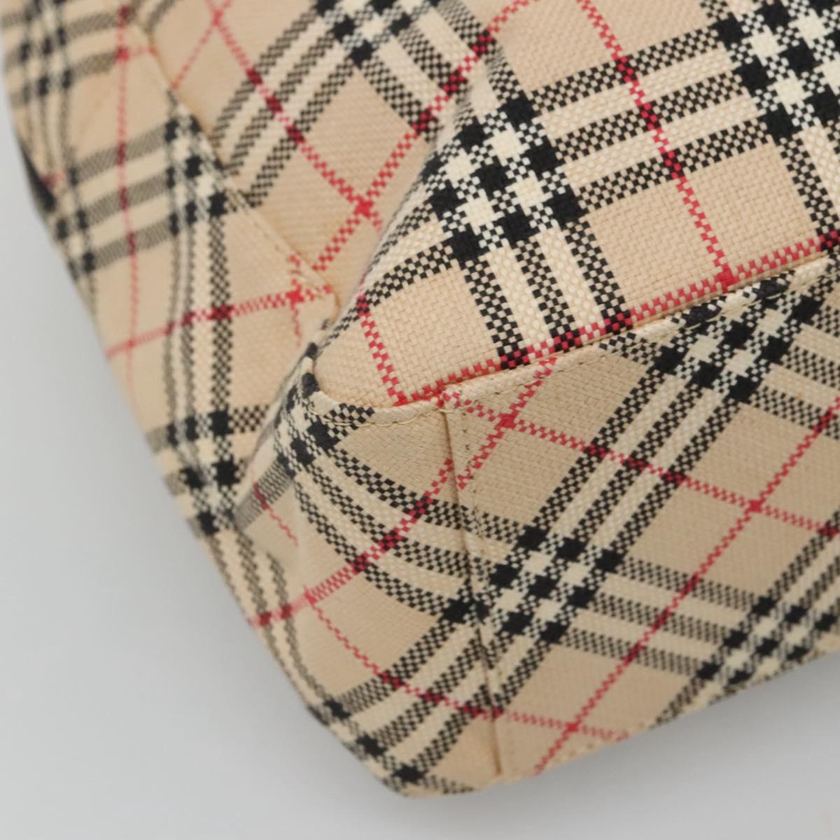 Burberrys Nova Check Blue Label Hand Bag Canvas Beige Auth bs25432