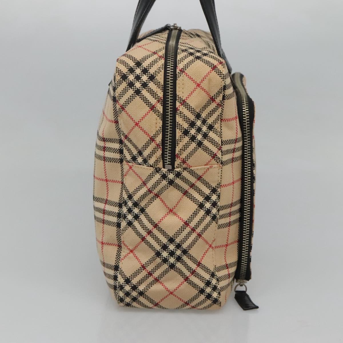 Burberrys Nova Check Blue Label Hand Bag Canvas Beige Auth bs25432