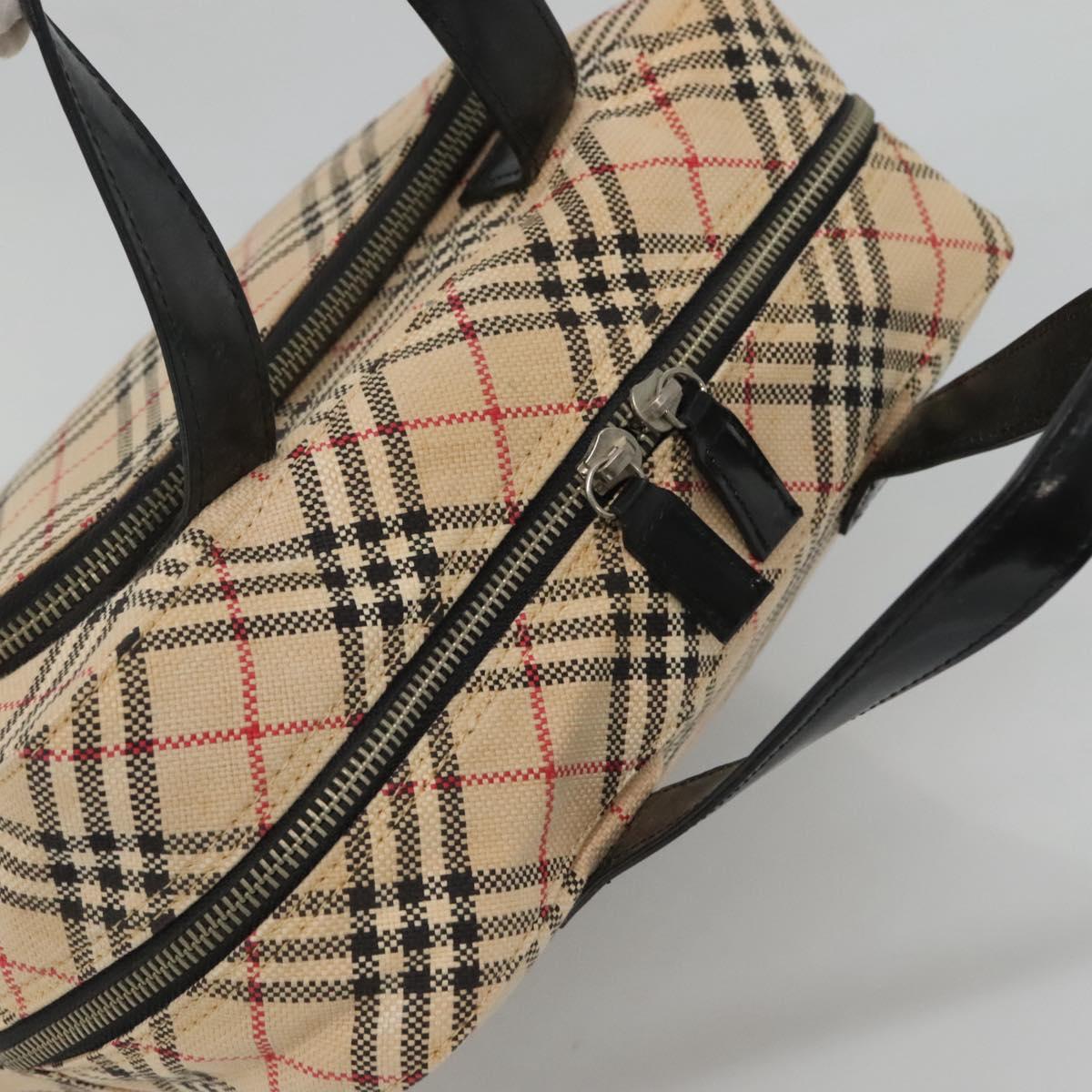 Burberrys Nova Check Blue Label Hand Bag Canvas Beige Auth bs25432