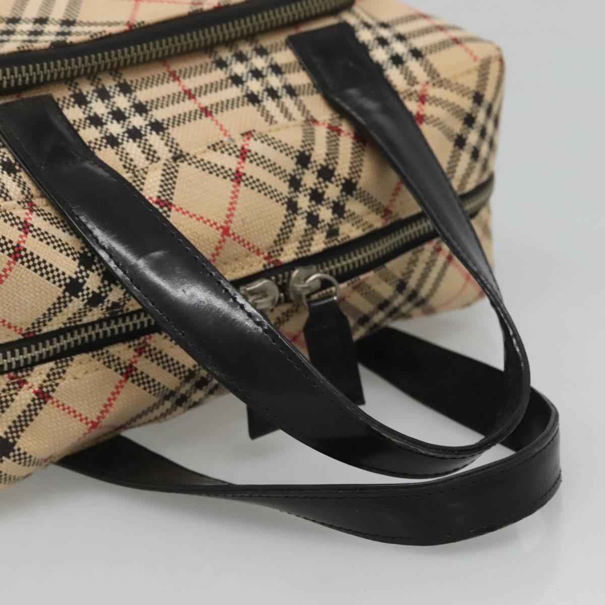 Burberrys Nova Check Blue Label Hand Bag Canvas Beige Auth bs25432