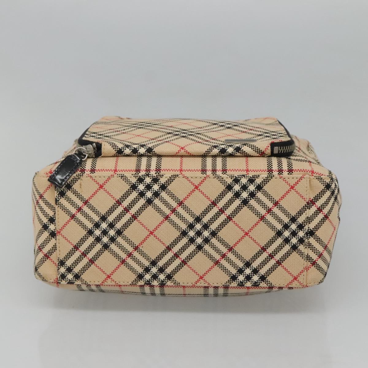 Burberrys Nova Check Blue Label Hand Bag Canvas Beige Auth bs25432