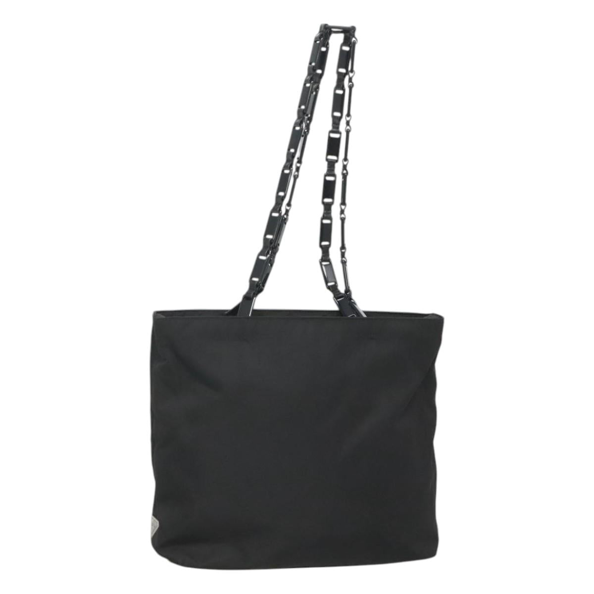 PRADA Chain Shoulder Bag Nylon Black Auth bs25437