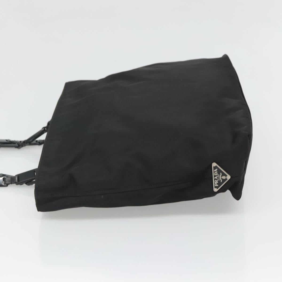 PRADA Chain Shoulder Bag Nylon Black Auth bs25437