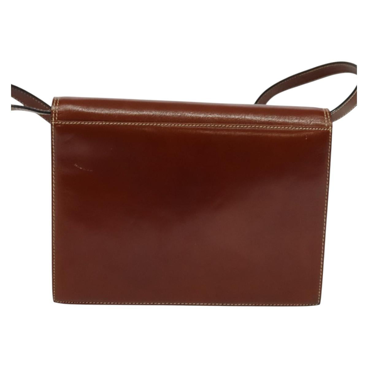 BALLY Shoulder Bag Leather Brown Auth bs25440
