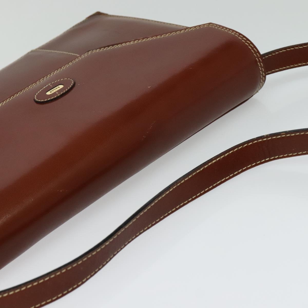 BALLY Shoulder Bag Leather Brown Auth bs25440