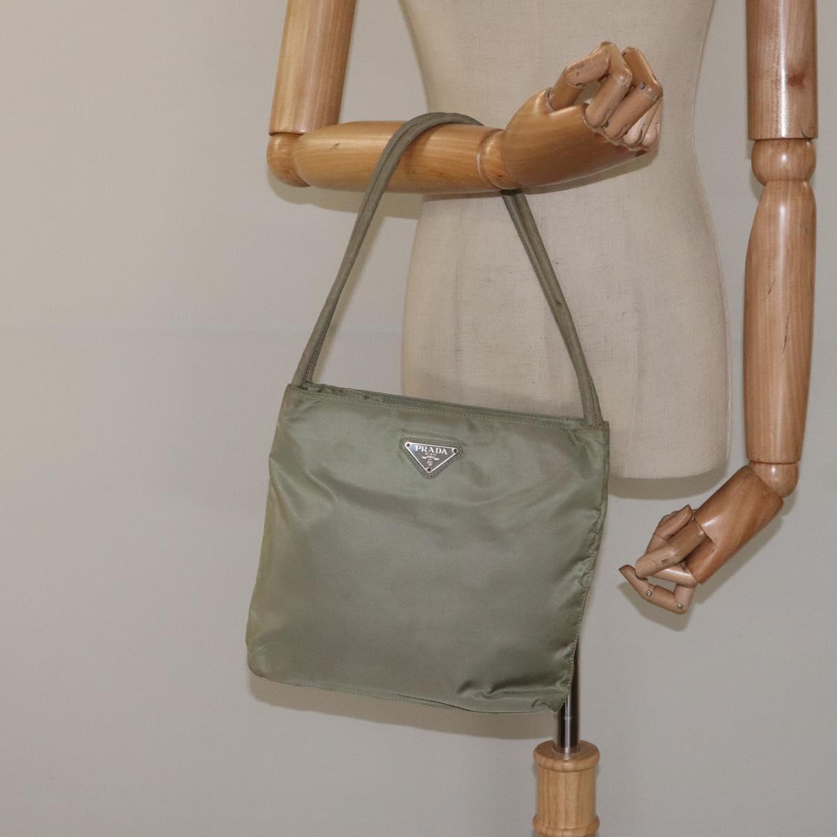 PRADA Hand Bag Nylon Khaki Auth bs25441