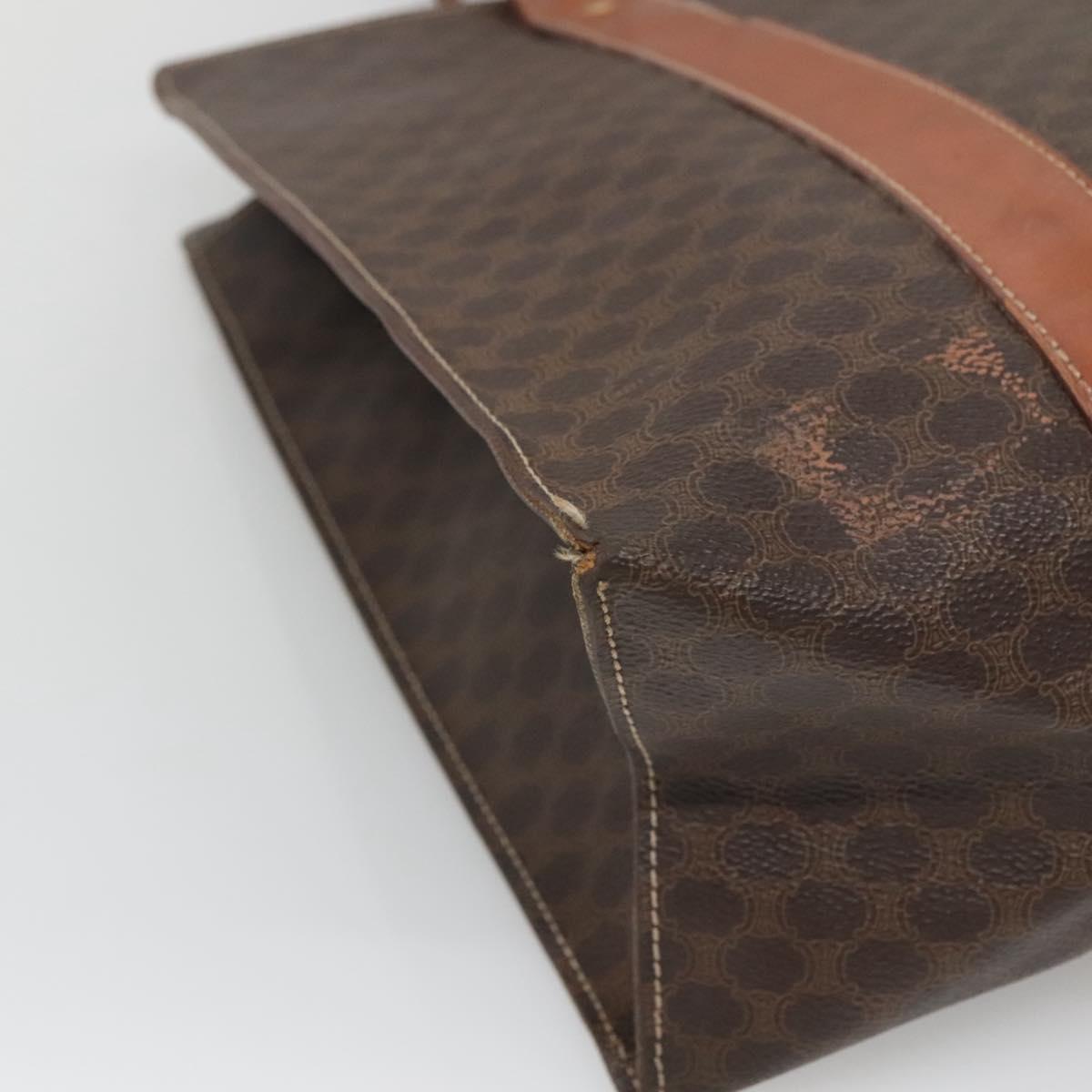 CELINE Macadam Canvas Tote Bag PVC Leather Brown Gold Auth bs25457