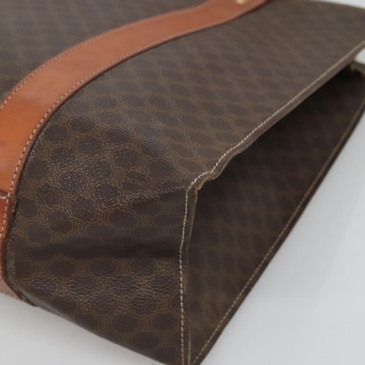 CELINE Macadam Canvas Tote Bag PVC Leather Brown Gold Auth bs25457