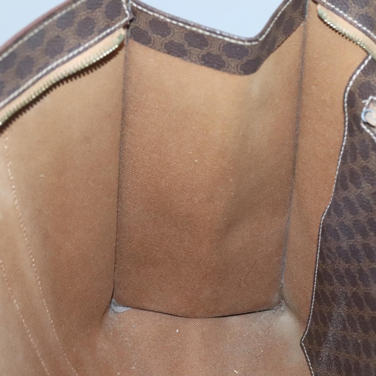 CELINE Macadam Canvas Tote Bag PVC Leather Brown Gold Auth bs25457