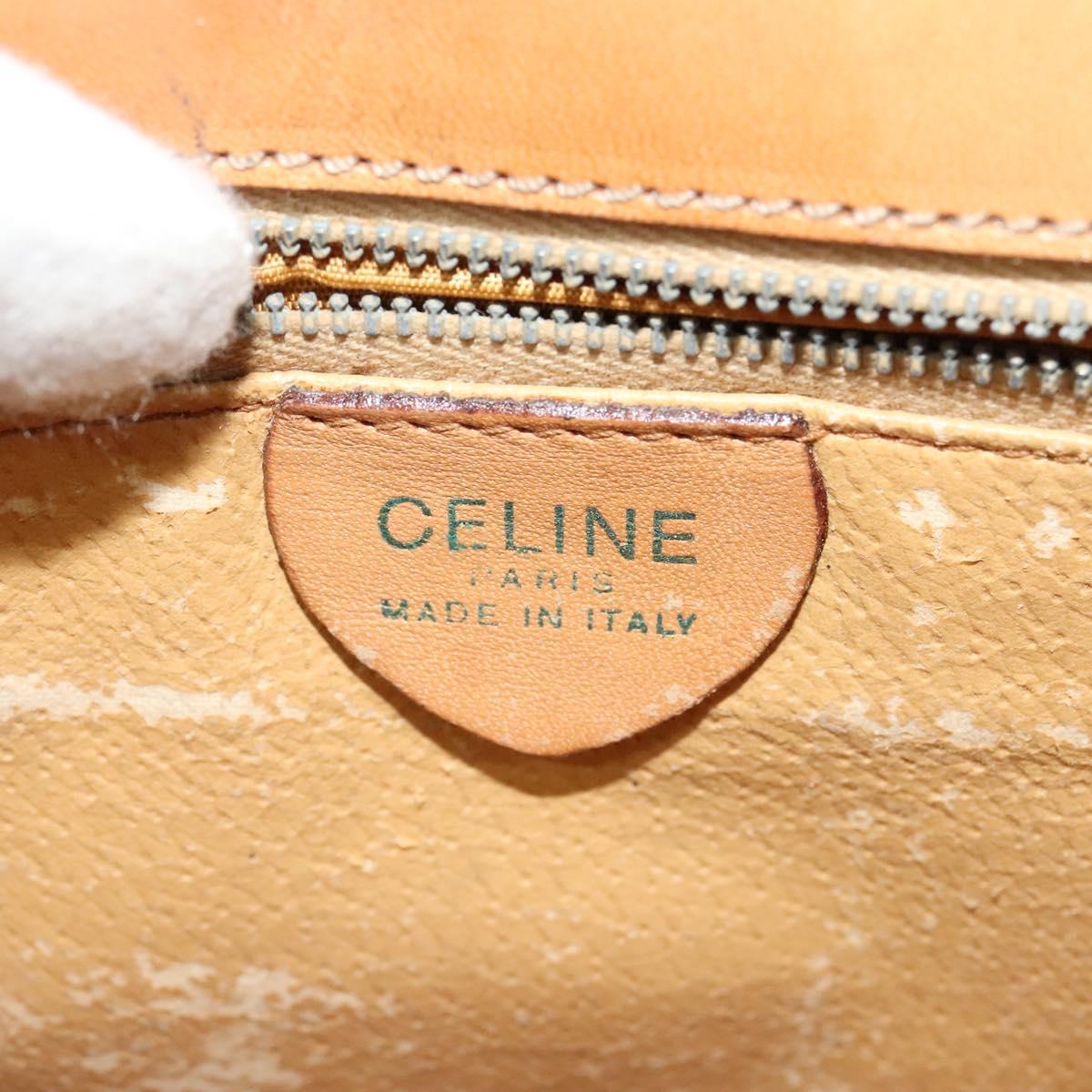 CELINE Macadam Canvas Circle Shoulder Bag PVC Leather Brown Gold Auth bs25458