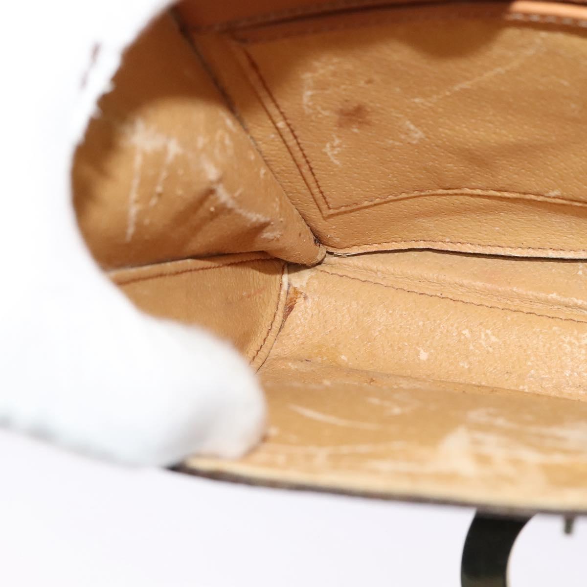 CELINE Macadam Canvas Circle Shoulder Bag PVC Leather Brown Gold Auth bs25458