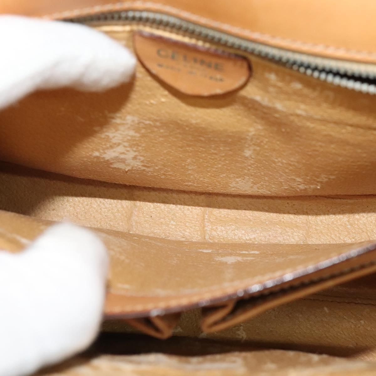 CELINE Macadam Canvas Circle Shoulder Bag PVC Leather Brown Gold Auth bs25458