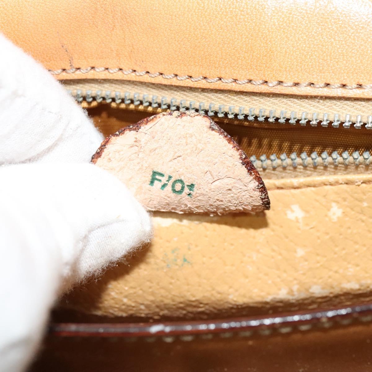 CELINE Macadam Canvas Circle Shoulder Bag PVC Leather Brown Gold Auth bs25458