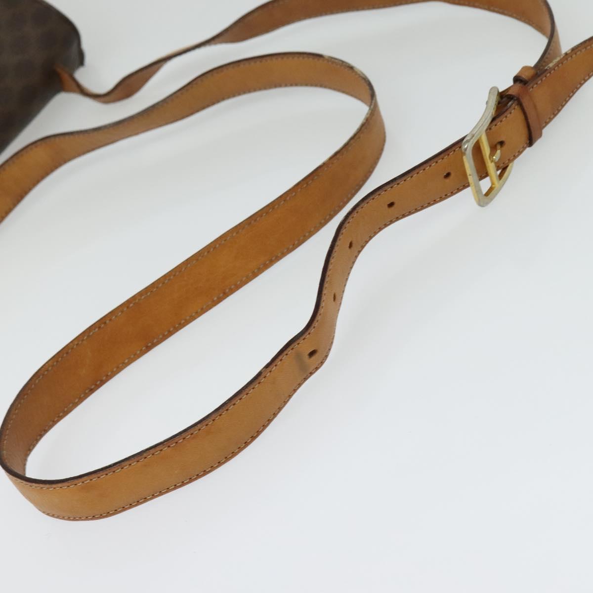 CELINE Macadam Canvas Circle Shoulder Bag PVC Leather Brown Gold Auth bs25458