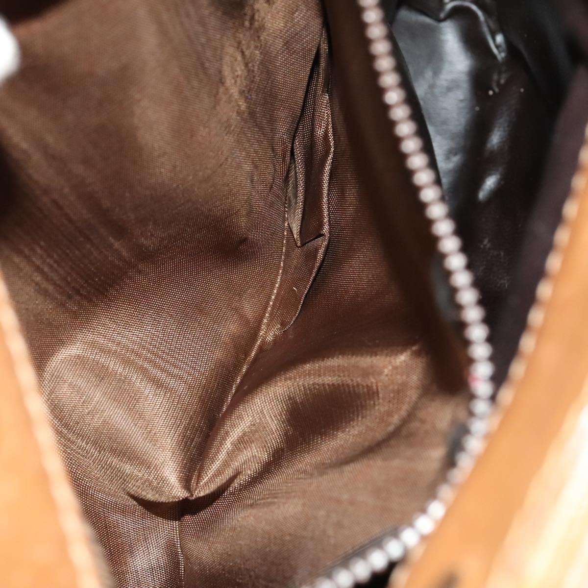 CELINE Macadam Canvas Shoulder Bag Beige Gold Auth bs25460