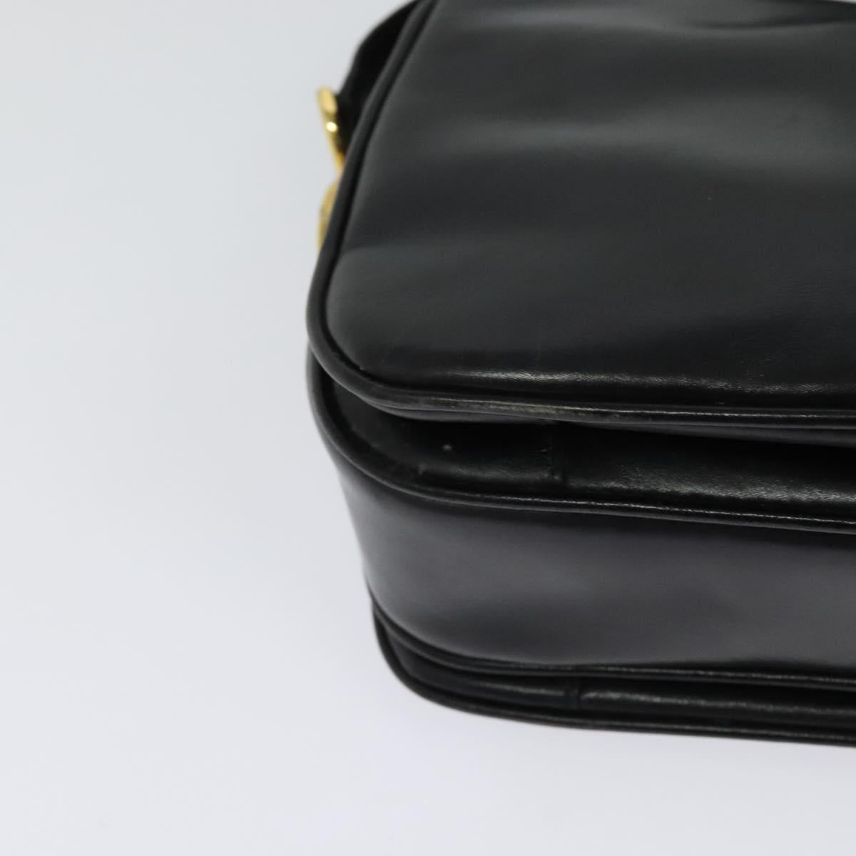 CELINE Shoulder Bag Leather Black Gold Auth bs25461