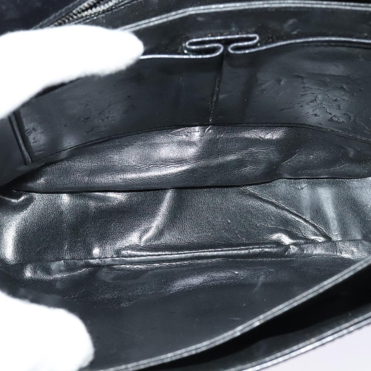 CELINE Shoulder Bag Leather Black Gold Auth bs25461