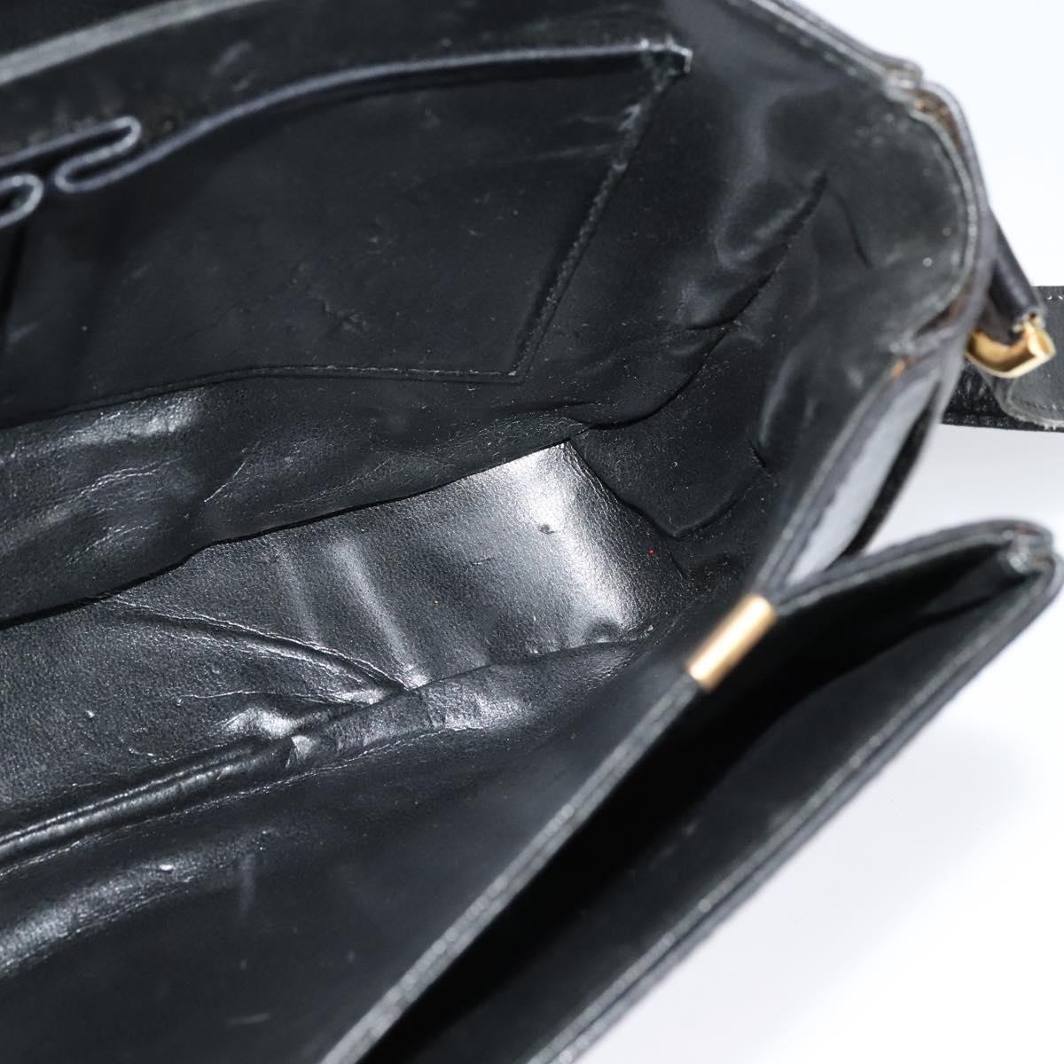 CELINE Shoulder Bag Leather Black Gold Auth bs25461