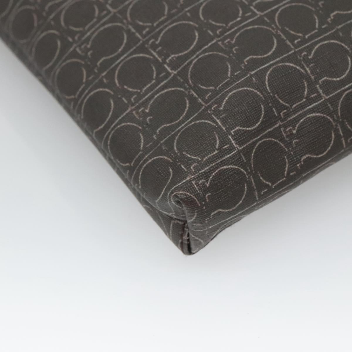 Salvatore Ferragamo Shoulder Bag PVC Leather Brown Auth bs25462