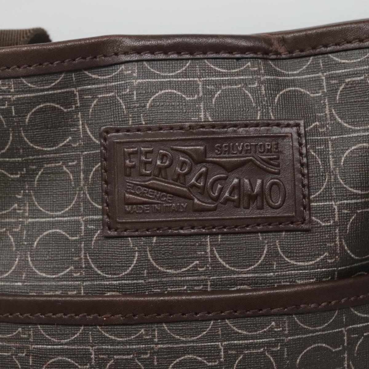 Salvatore Ferragamo Shoulder Bag PVC Leather Brown Auth bs25462