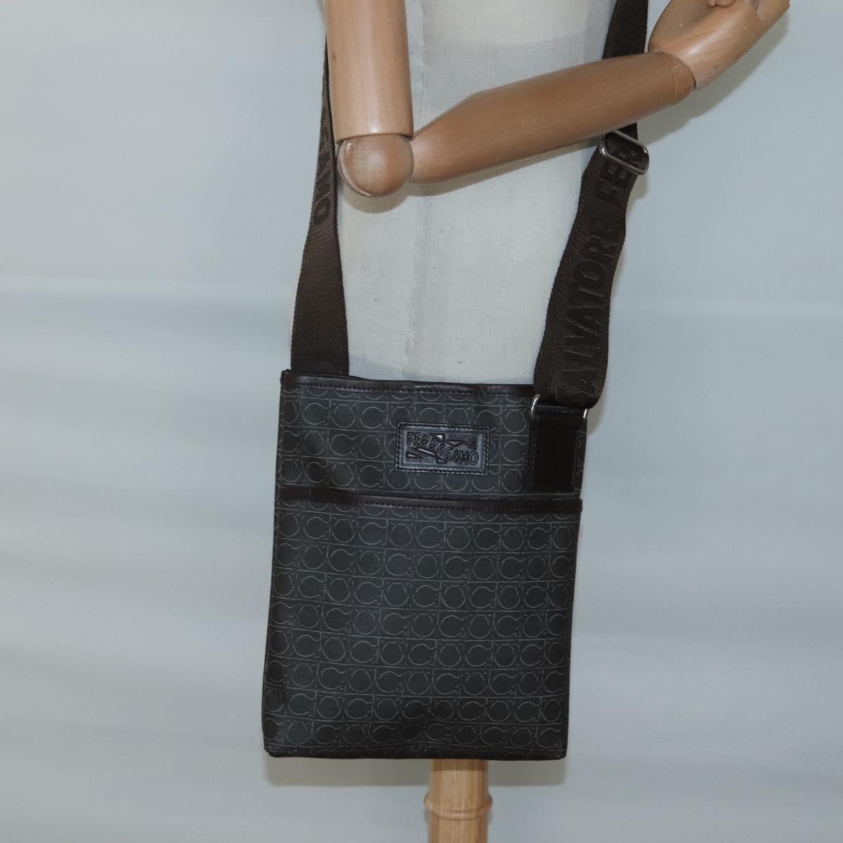 Salvatore Ferragamo Shoulder Bag PVC Leather Brown Auth bs25462