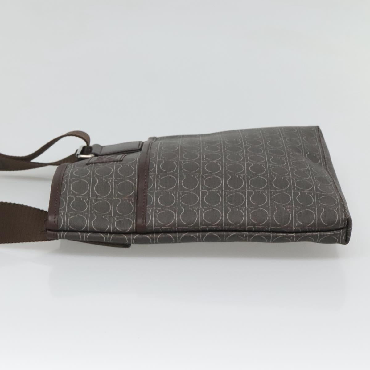 Salvatore Ferragamo Shoulder Bag PVC Leather Brown Auth bs25462