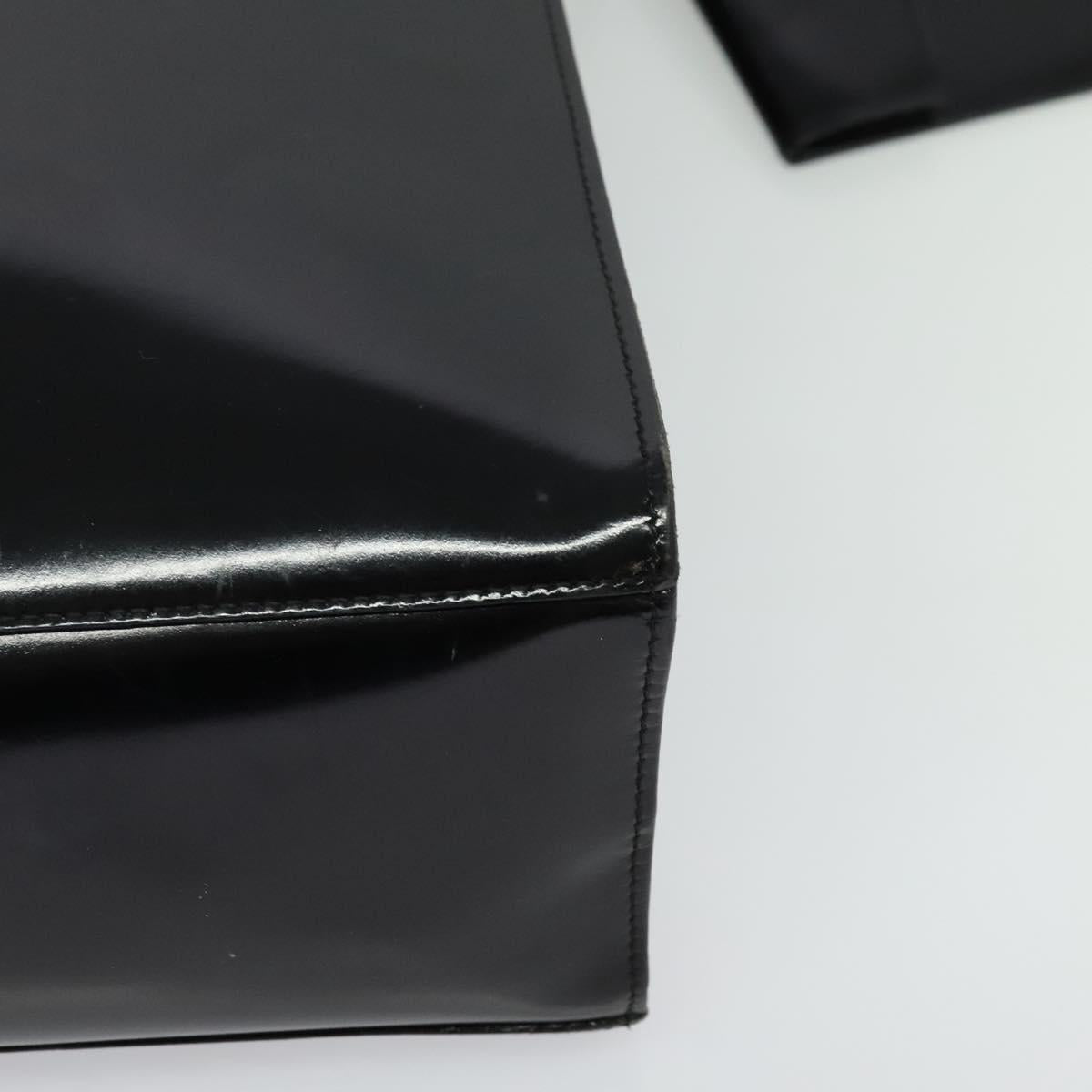 Salvatore Ferragamo Tote Bag Enamel Black Gold Auth bs25463