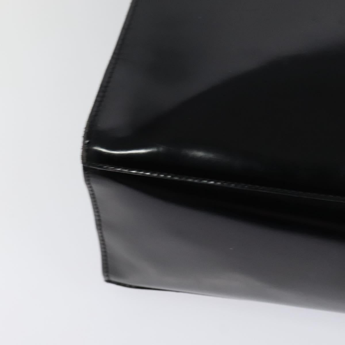 Salvatore Ferragamo Tote Bag Enamel Black Gold Auth bs25463