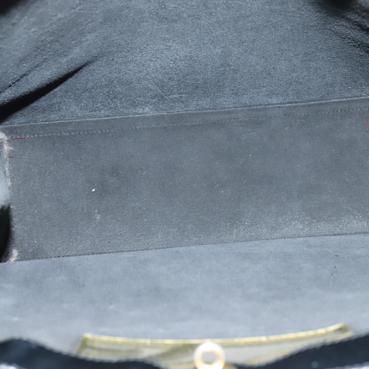 Salvatore Ferragamo Tote Bag Enamel Black Gold Auth bs25463