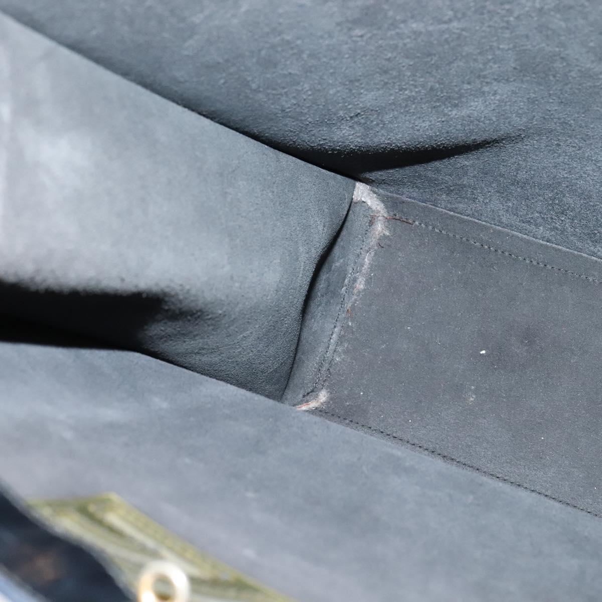 Salvatore Ferragamo Tote Bag Enamel Black Gold Auth bs25463