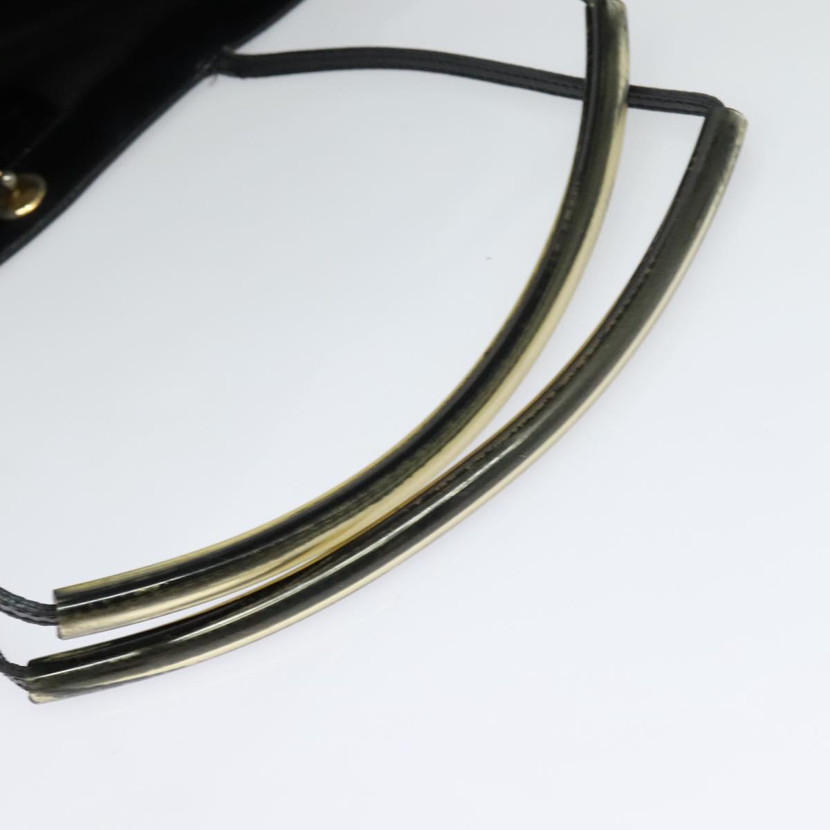 Salvatore Ferragamo Tote Bag Enamel Black Gold Auth bs25463