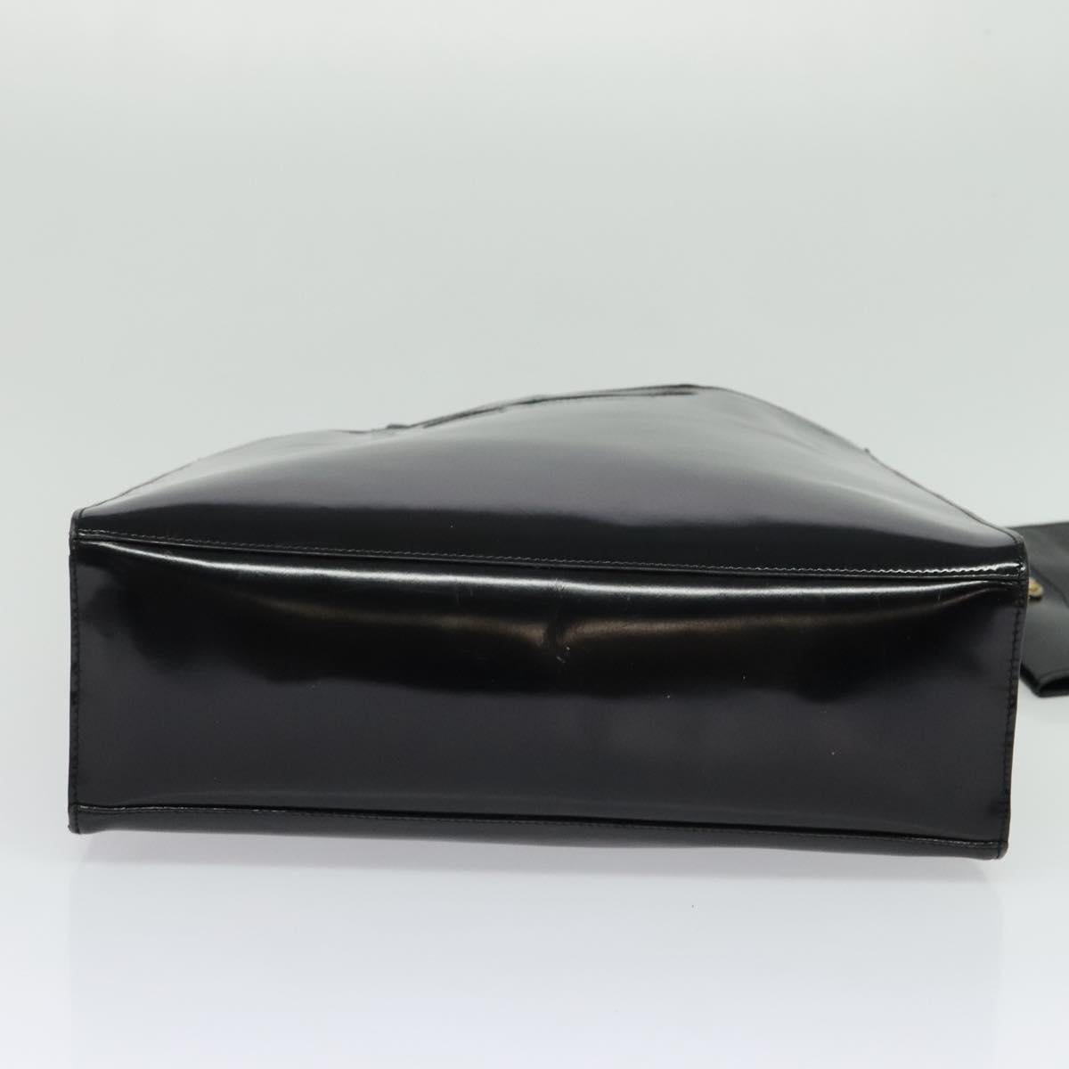 Salvatore Ferragamo Tote Bag Enamel Black Gold Auth bs25463