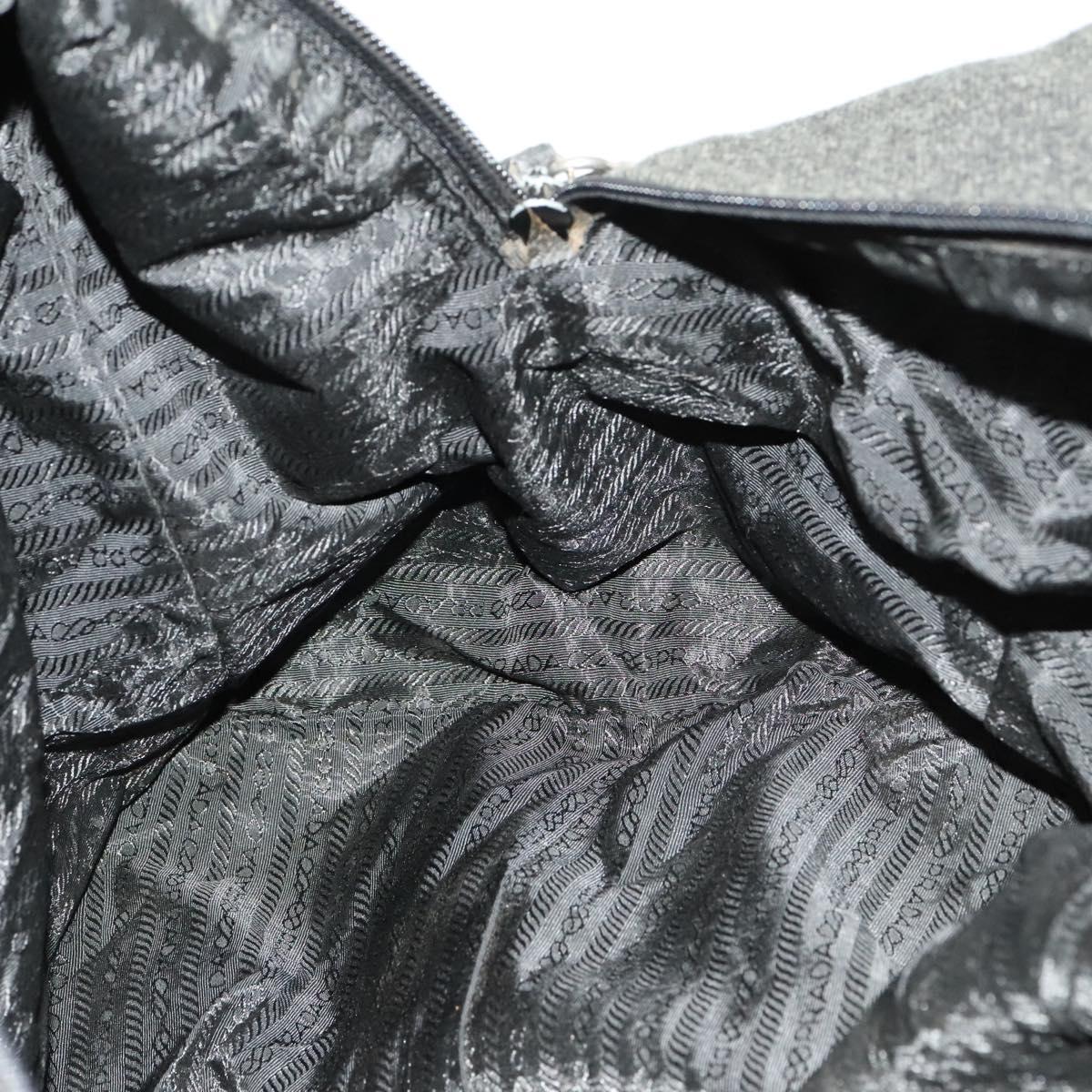 PRADA Boston Bag Wool 2way Gray Auth bs25464