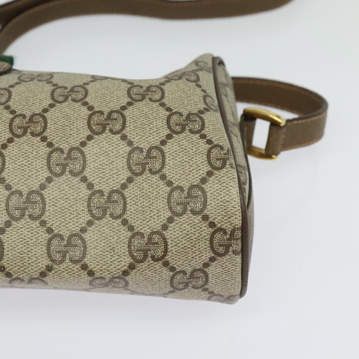 GUCCI GG Supreme Web Sherry Line Bag PVC Beige Gold 89 02 018 Auth bs25483