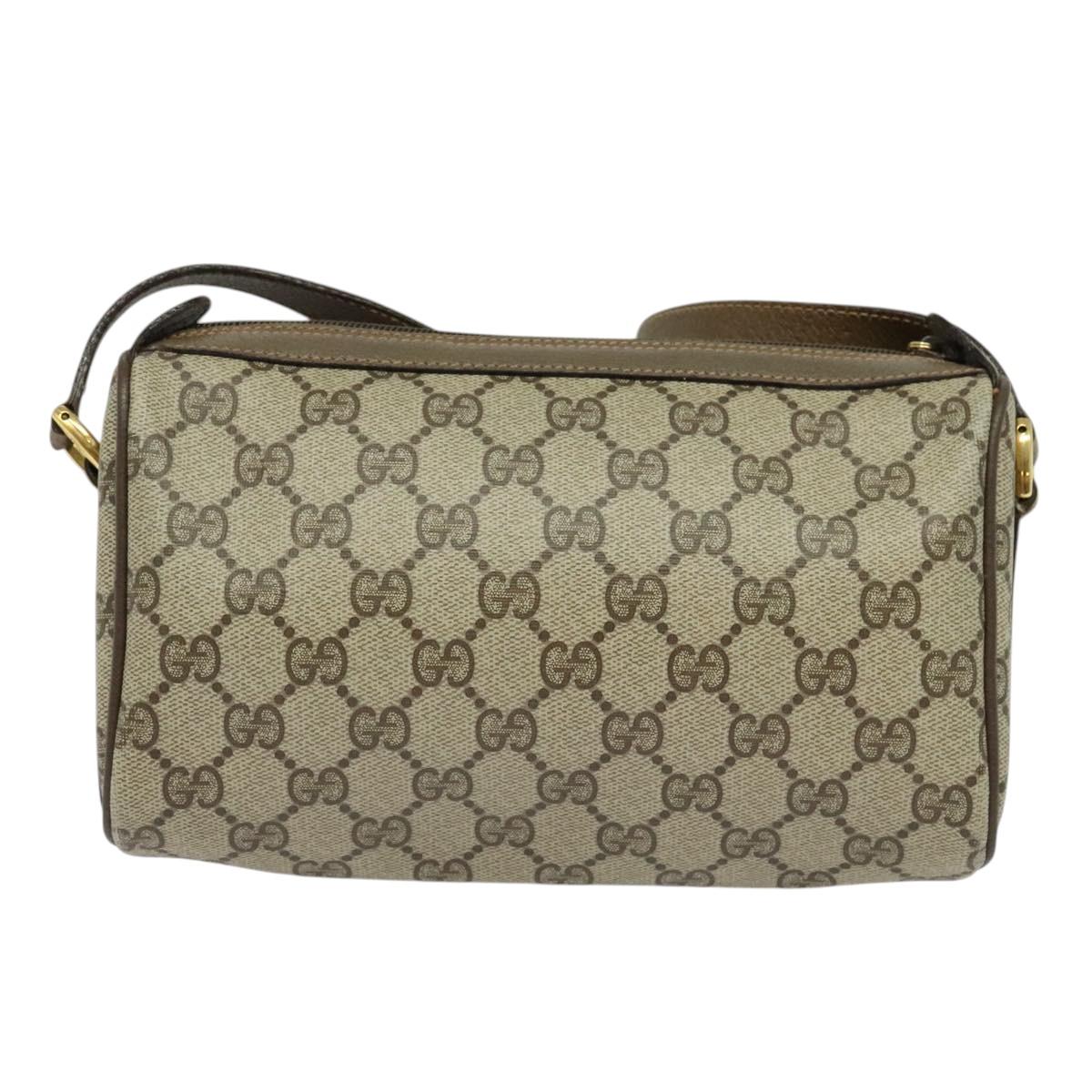 GUCCI GG Supreme Web Sherry Line Bag PVC Beige Gold 89 02 018 Auth bs25483