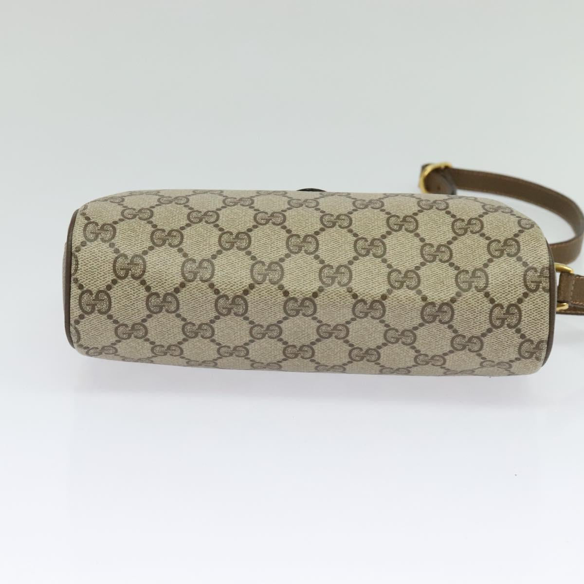 GUCCI GG Supreme Web Sherry Line Bag PVC Beige Gold 89 02 018 Auth bs25483