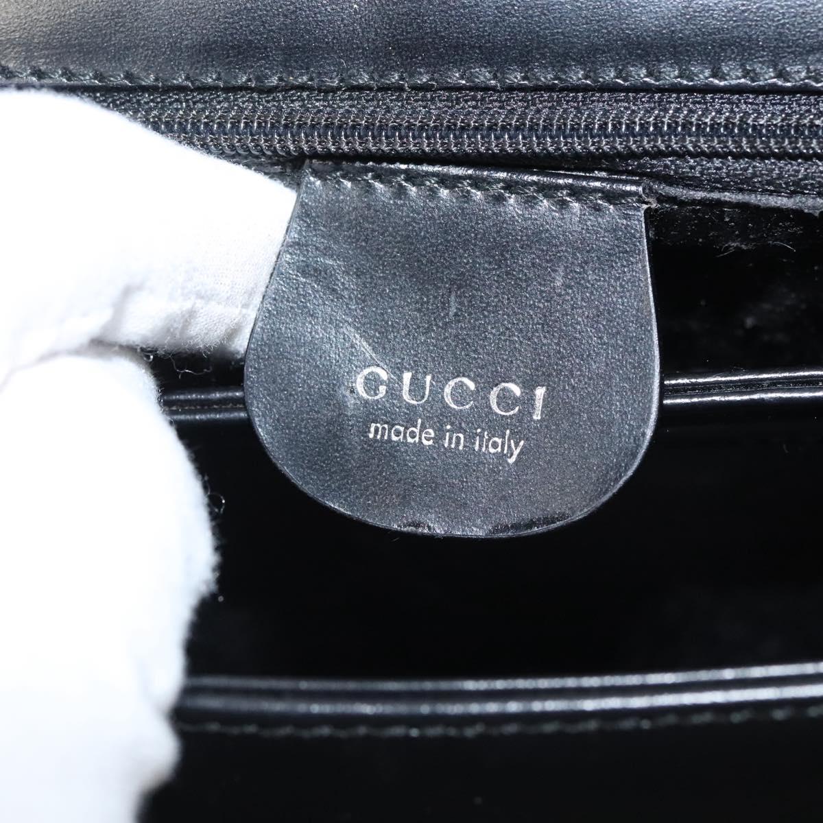 GUCCI Shoulder Bag Leather Black Silver Auth bs25488