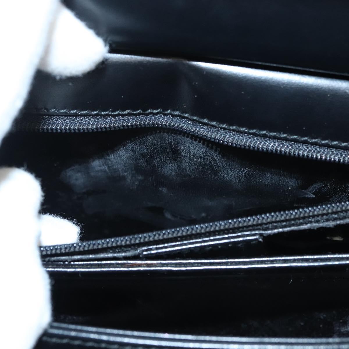 GUCCI Shoulder Bag Leather Black Silver Auth bs25488